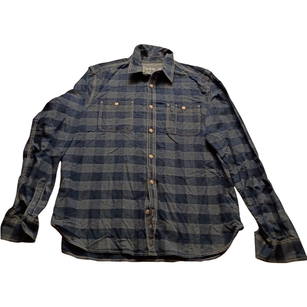 Gap Shirt Men's 1969 Denim Buffalo Check Blue Casual Workwear Button Down L
